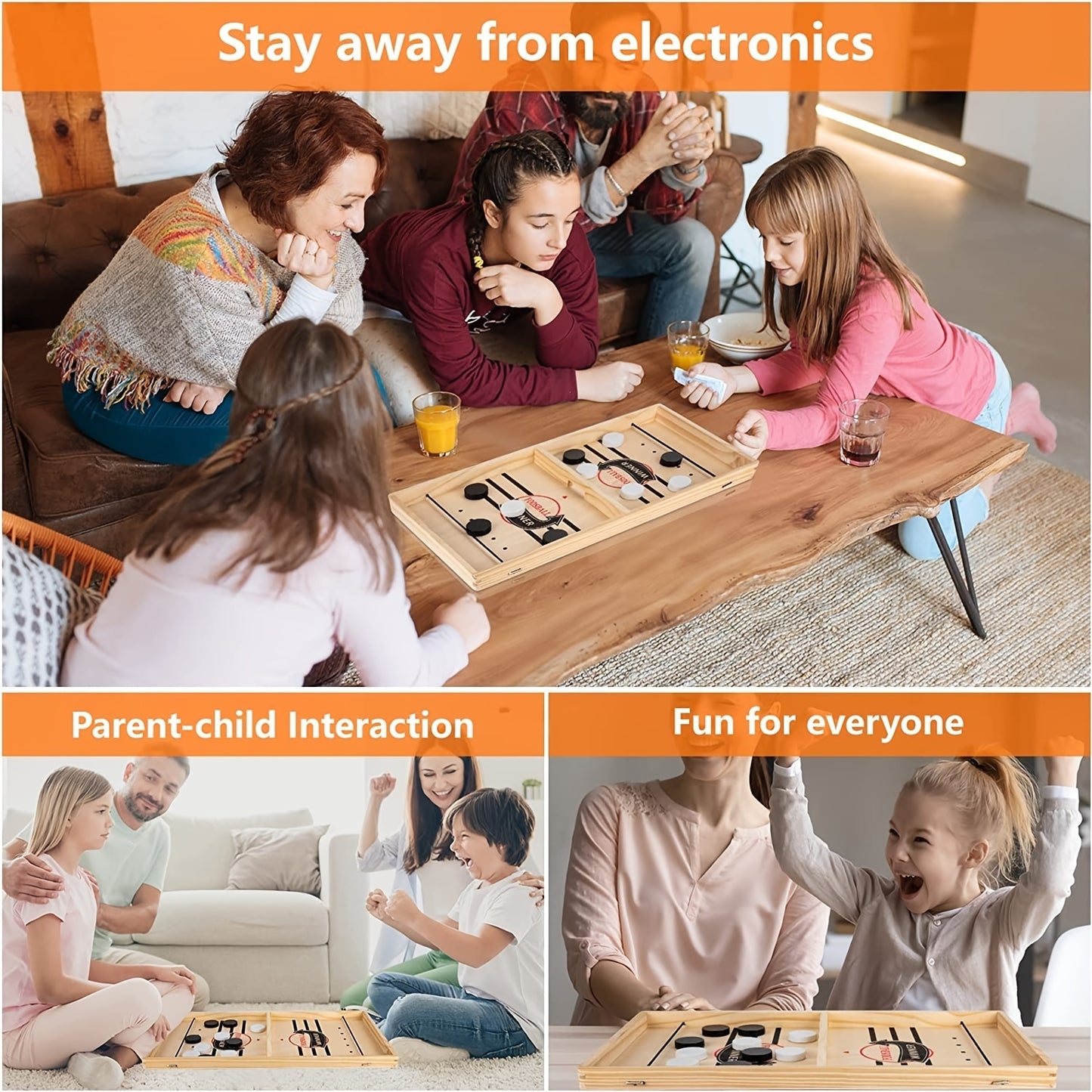 Fast Sling Puck Game,Wooden Hockey Game,Super Foosball Table,Desktop Battle Parent-Child Interaction Winner Slingshot Game,Adults And Kids Family Game Toys - Ayaalawshop