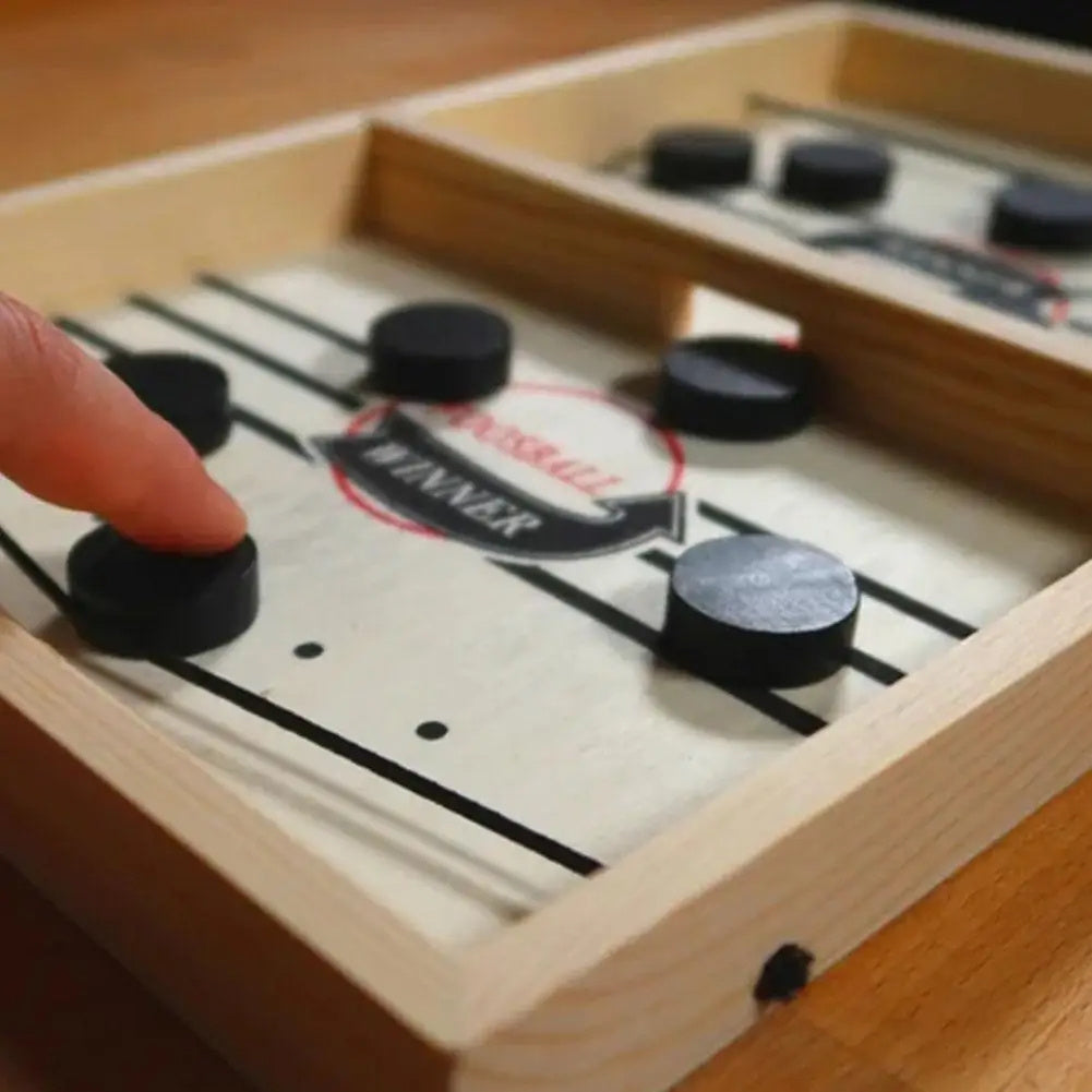 Fast Sling Puck Game,Wooden Hockey Game,Super Foosball Table,Desktop Battle Parent-Child Interaction Winner Slingshot Game,Adults And Kids Family Game Toys - Ayaalawshop