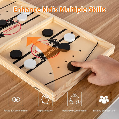 Fast Sling Puck Game,Wooden Hockey Game,Super Foosball Table,Desktop Battle Parent-Child Interaction Winner Slingshot Game,Adults And Kids Family Game Toys - Ayaalawshop