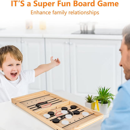 Fast Sling Puck Game,Wooden Hockey Game,Super Foosball Table,Desktop Battle Parent-Child Interaction Winner Slingshot Game,Adults And Kids Family Game Toys - Ayaalawshop