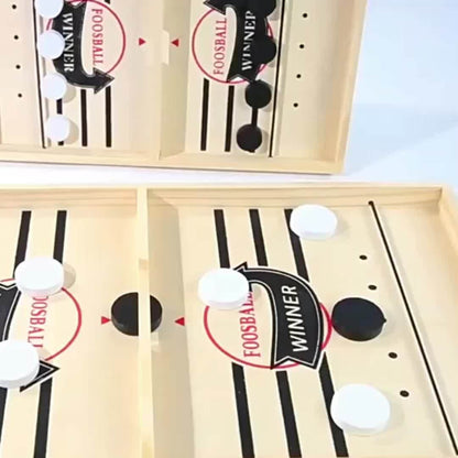 Fast Sling Puck Game,Wooden Hockey Game,Super Foosball Table,Desktop Battle Parent-Child Interaction Winner Slingshot Game,Adults And Kids Family Game Toys - Ayaalawshop