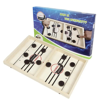Fast Sling Puck Game,Wooden Hockey Game,Super Foosball Table,Desktop Battle Parent-Child Interaction Winner Slingshot Game,Adults And Kids Family Game Toys - Ayaalawshop